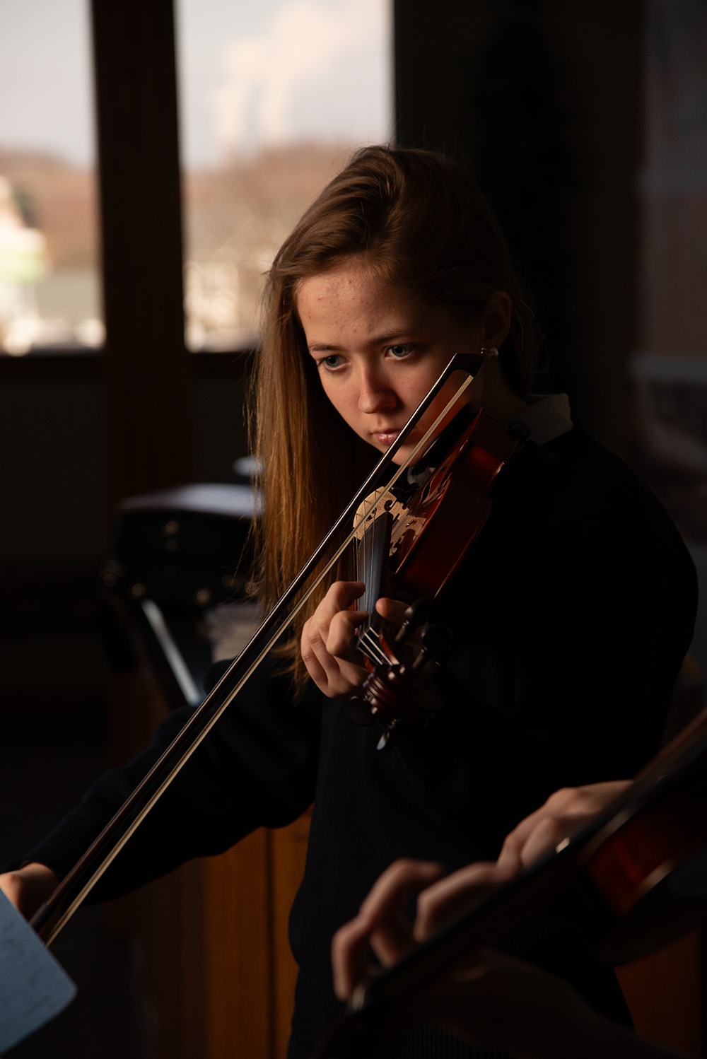 violin Students Acting on Stage